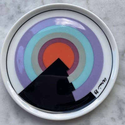 Vintage Eugenio Carmi 1989 HUTSCHENREUTHER LUFTHANSA COASTER Abstract Art