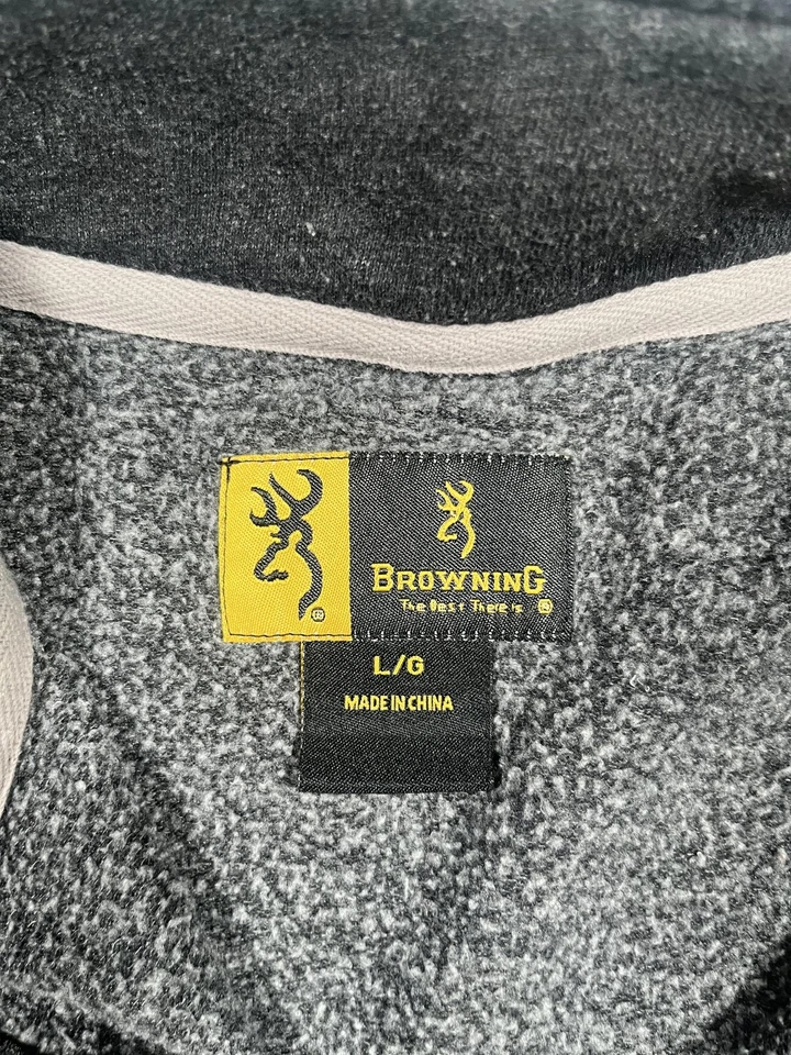 Suéter Browning Para Hombres Grande Gris Cuarto Cremallera Polar Pullover Caza Logo Foto 3 de 4