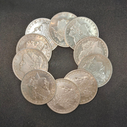 5 Coins- Morgan Silver Dollar- Mixed Mint(CC)- Mixed Date(1878-1904)