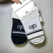 ALO Yoga Black and White Half-Crew Socks Unisex 2 Pair Size S