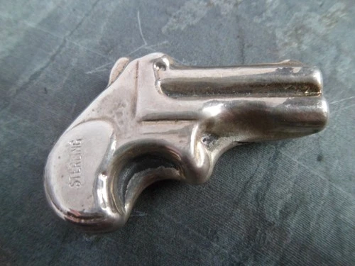 HEAVY 57g Hallmarked Solid Sterling Silver Hand Poured Pistol / Gun Bullion Bar