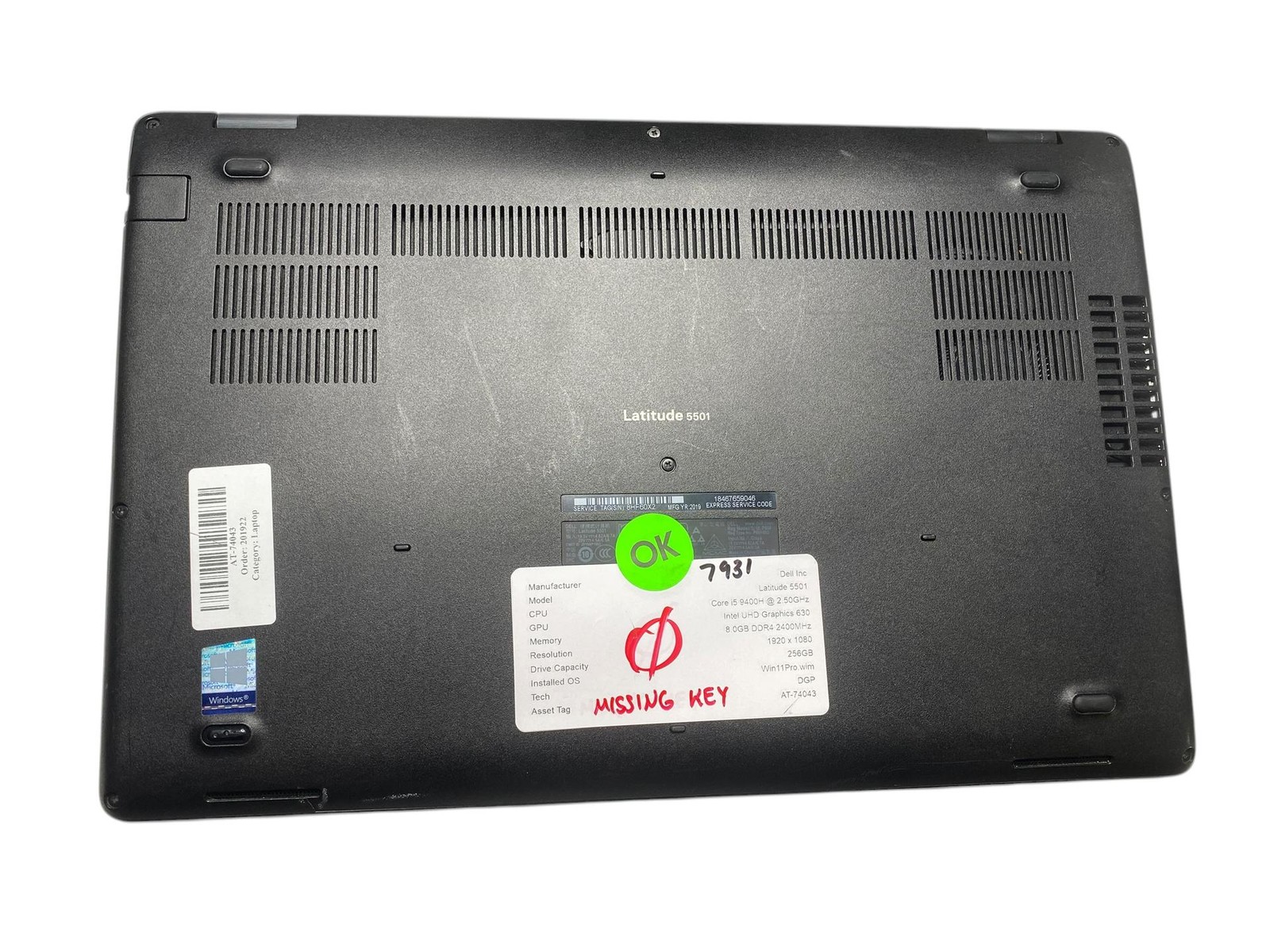 Dell Latitude 5501, 15.6-Inch Laptop, with intel core i5-9400H, Windows 11 Pro