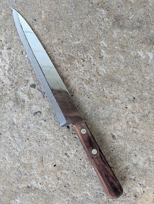 Vintage Flint USA Vanadium Kitchen Knife Stainless/Wooden Handle Knife 8'' Blade