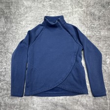 Athleta Girl Pullover Girls Medium 8-10 Blue Fleece Half Zip Pocket Cozy Hoodie