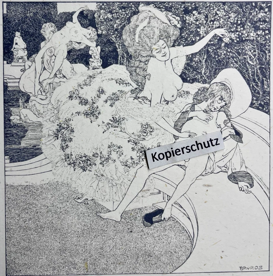 Erotischer Kunstdruck von Franz von Bayros - „Die Lust des Knaben“ von 1894 - Bild 3 von 3