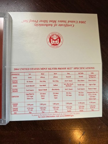 2004 U.S. Mint Silver Proof Set 11 Coins w/ COA – 90% Silver Quarters & Kennedy - Picture 20 of 24