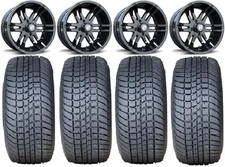 Fairway Alloys Flex Black Wheels 12" Pro Rider 215x50-12 Tires E-Z-GO & Club Car