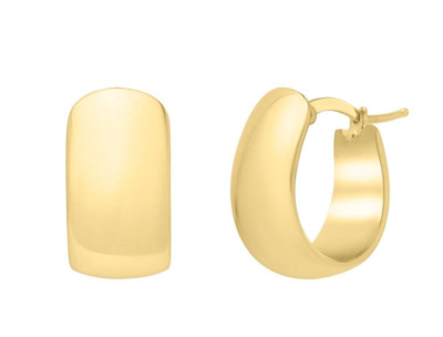 14 Karat Gelbgold breite ovale Creolen mit Klappverschluss 14 mm x 17 mm 3,5 Gramm