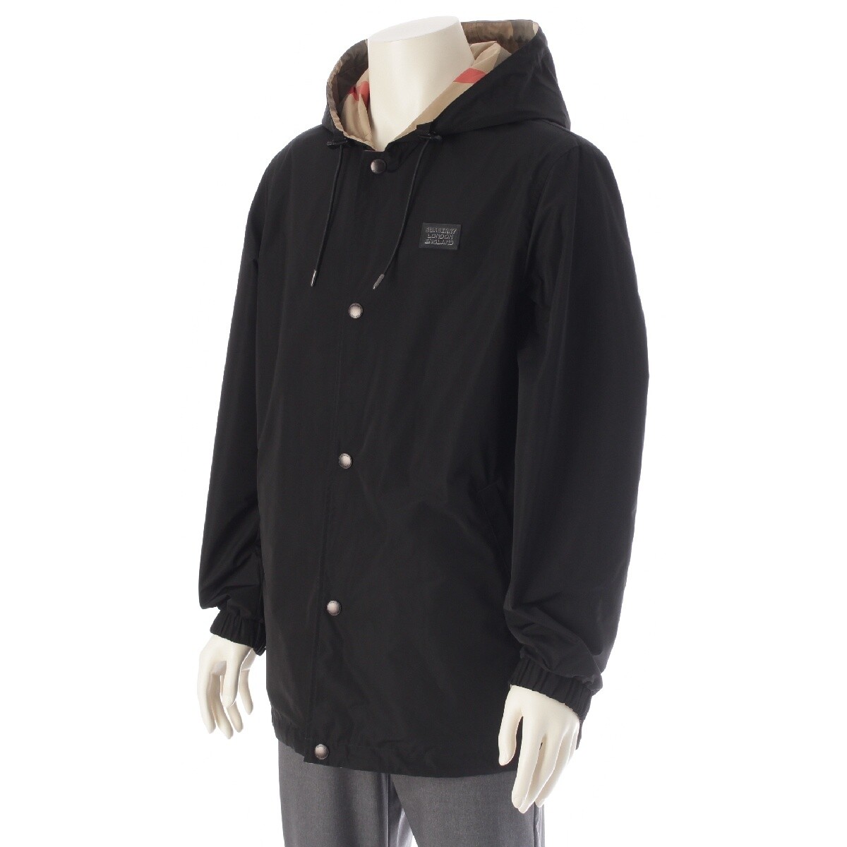 ALTRA BURBERRY Giacca reversibile Nova con cappuccio a quadri con bottoni anteriori 8043403 Nero...