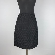 Anthropologie Maeve Womens 0 Black Polka Dot Textured Skirt Back Slit Lined