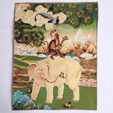Tibetan Thangka Four Auspicious Animals Embroidery Wall Hanging Tapestry Decor
