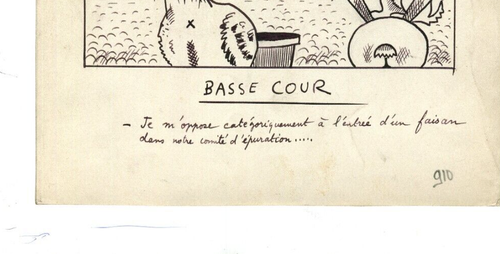 Dessin à l'encre vintage animaux signés originaux, scène de genre, caricature, chèvre - Photo 6/8