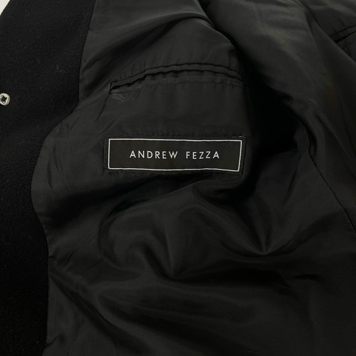 Andrew Fezza Black Cashmere Blend Long Italian Overcoat Jacket Coat Top Mens - Picture 4 of 5
