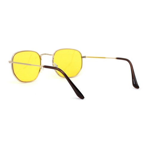 Mens Hippie Groovy Pop Color Lens Metal Rim Rectangular Sunglasses - Picture 19 of 21