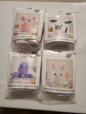 4 Lil Crochet Pals Kit-Loops & Threads- Funny Lamb Pig Octopus Kids