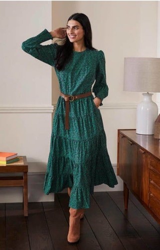 Boden Tiered Maxi Dress - Size 8R - Highland Green Rambling Ditsy Floral BNWOT - Picture 3 of 21