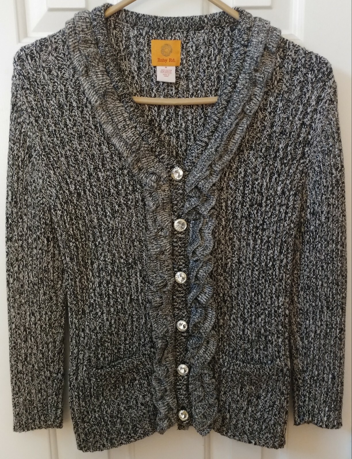 VINTAGE RUBY RD. MEDIUM BUTTON DOWN BLACK AND SLI… - image 1