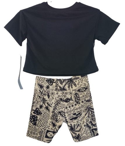 Cat & Jack Kids Black & White Pajama Set With Bear & Floral Patterns, Size 6 NWT - Picture 2 of 8