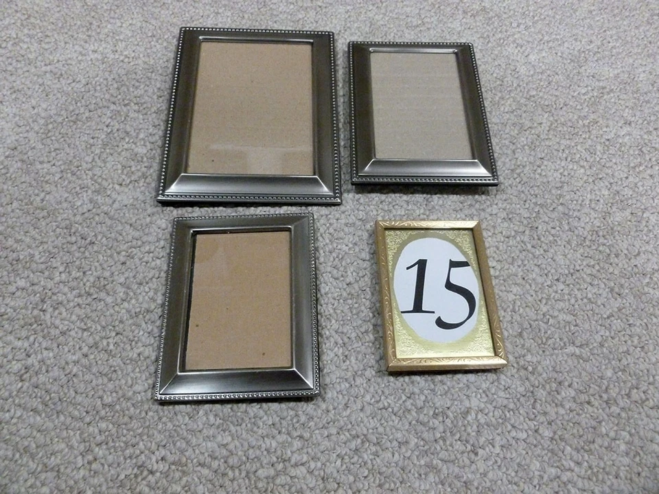 NEW CHARMING 4 ASSORTED VARIOUS SIZE( SILVER/GOLD) PICTURE FRAMES W/ GLASS 7985 - Image 2 of 3