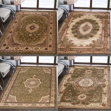 Modern Orientalisch Teppich Kurzflor Wohnzimmerteppich Orient Ornament Grün