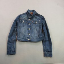 Levis Jacket Girls XS Long Sleeve Button Front Outdoors Blue Denim