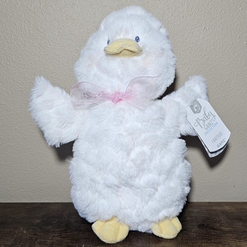 Easter Baby Ganz Lovey Duck Stuffed Animal Rattle Toy White 10" Tall Girls Plush