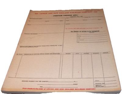 RARE 1954 L&NE LEHIGH AND NEW ENGLAND PREPAID FREIGHT B