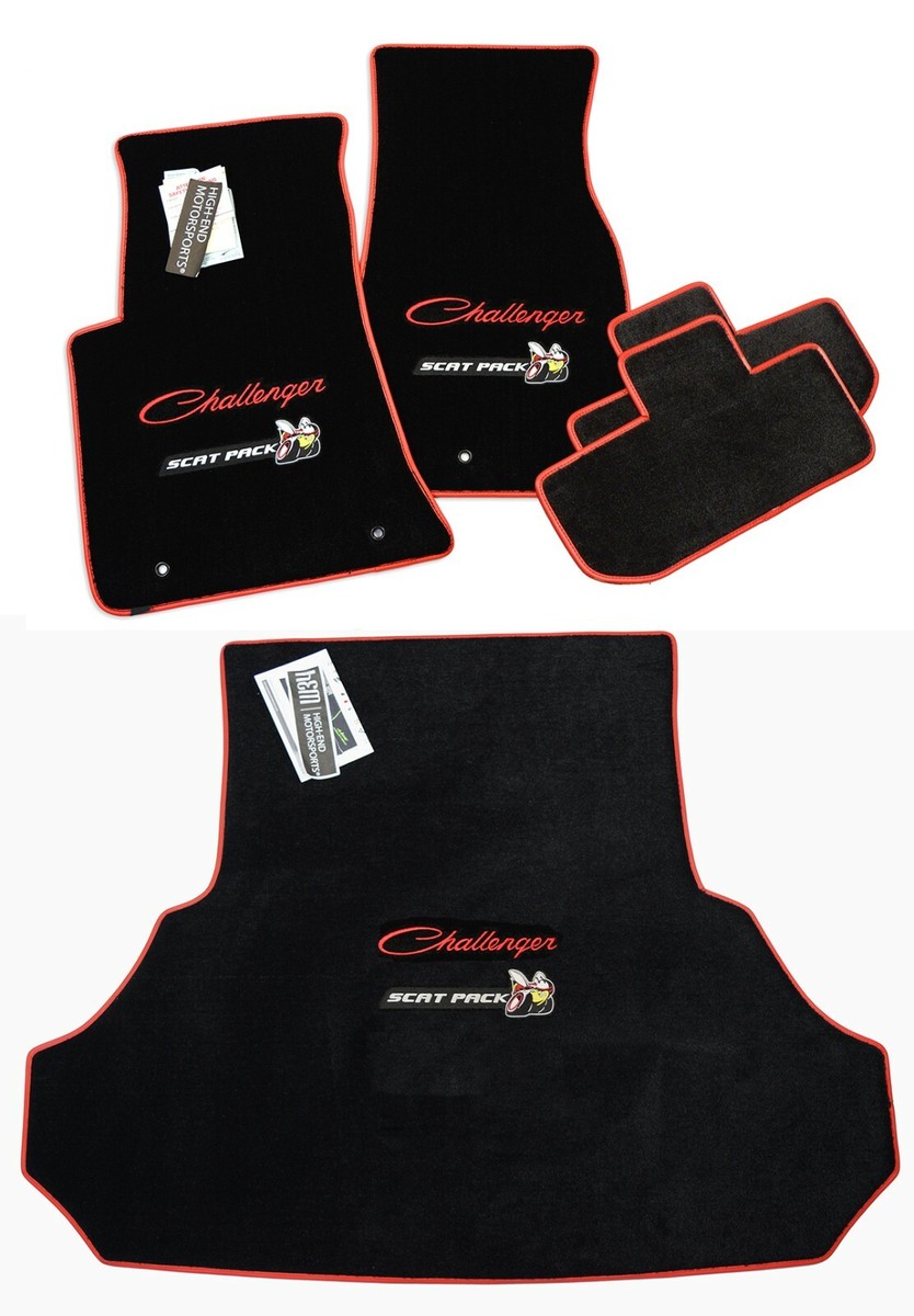 NEW Dodge Challenger SCAT PACK SET Floor Mats 5PC RED Double