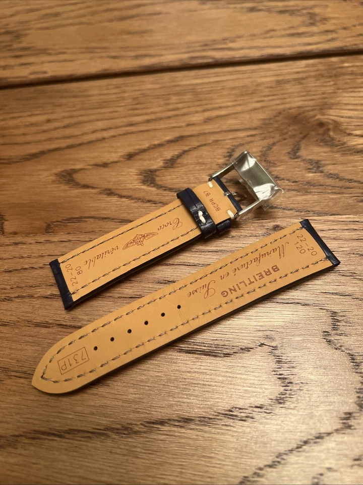 Correa de cocodrilo Breitling 22/20 OEM azul marino Foto 3 de 3
