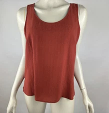 Citron Santa Monica Washable Textured Silk Tank Top Women M EUC Sleeveless Brown