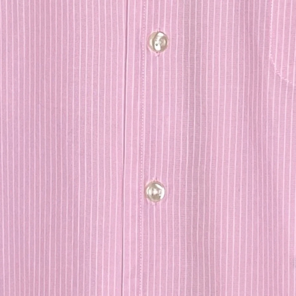 Nautica Hombre Rosa/Blanco Pin Rayas Botón Abajo Vestido Camisa Manga Larga 16.5 Foto 3 de 4