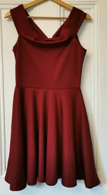 burgundy off the shoulder skater dress