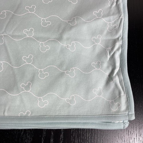 Disney Baby Blue/White Mickey Mouse Head/Silhouette Print Cotton Baby Blanket - Picture 2 of 3