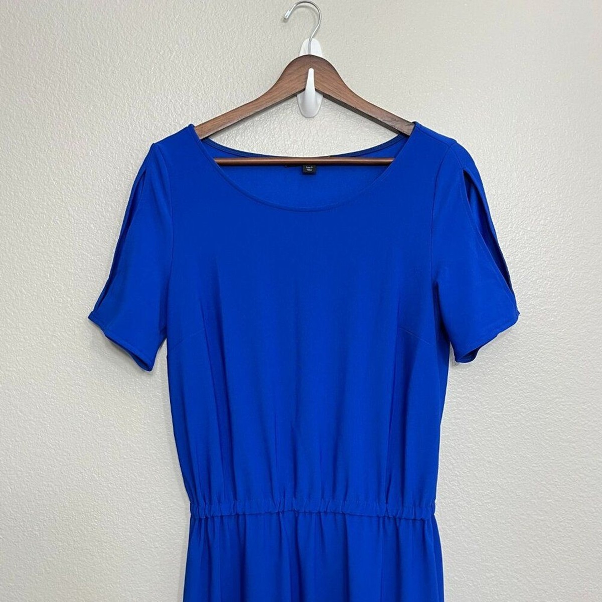 boston proper blue dress Positano Tiles Print Eyelet-Inset Tiered A-Line Dress - Blue
