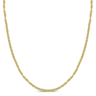 Amour 18 Karat vergoldet Sterlingsilber 2 mm Singapur Kette Halskette - 18 Zoll