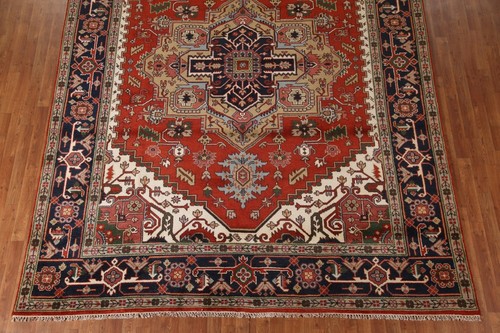Heriz Serapi Splendor Indian Hand-Knotted Area Rug for Home Décor 9x12 ft - Picture 6 of 21