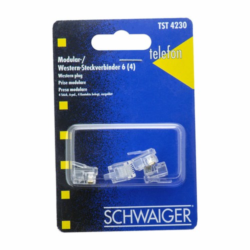4x Modular Western Stecker Patch Netzwerk Anschlussstecker RJ12(6P4C) Verbinder - Bild 2 von 3