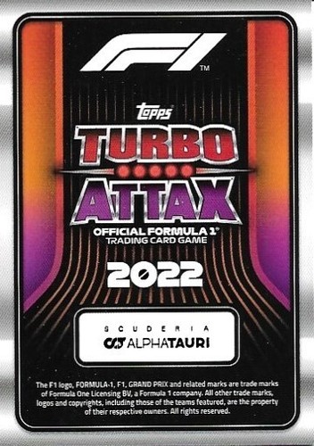 Yuki Tsunoda 2022 Topps Turbo Attax F1 #238 - Bild 2 von 2