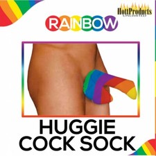 RAINBOW HUGGIE MEN'S C..K SOCK GAG GIFT NOVELT ITEM PARTY FUN