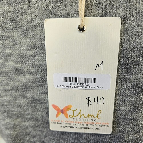 NWT THML Size M Gray Knit Sleeveless A-Line V-Neck Sweater Dress Stretch Lined - Picture 7 of 13
