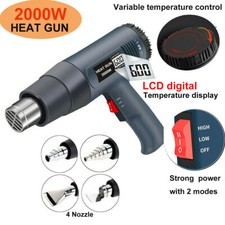 2000W Heat Gun Electric Hot Air Gun Dual Temperature LCD Display 4 Nozzles 110V