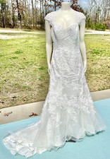David’s Bridal Tulle Over Satin Cap Sleeve Trumpet Wedding Dress SIZE 12