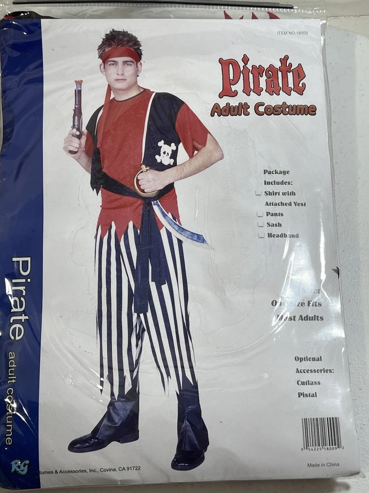 Disfraz Pirata Adulto Talla Única Halloween Pantalones Faja Diadema Camisa Foto 2 de 4