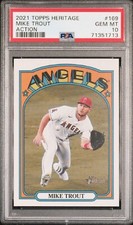 2021 MIKE TROUT TOPPS HERITAGE ACTION PSA 10 #169 ANGELS STUD! MVP LOW POP=25