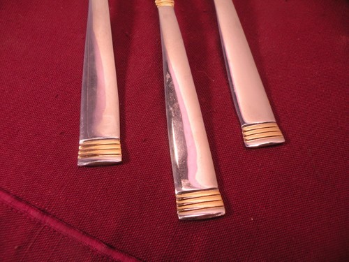 3 Dinner Forks WALLACE Golden Napoli Gold Accent 18/8 Stainless Steel 7 3/4" - Picture 3 of 5