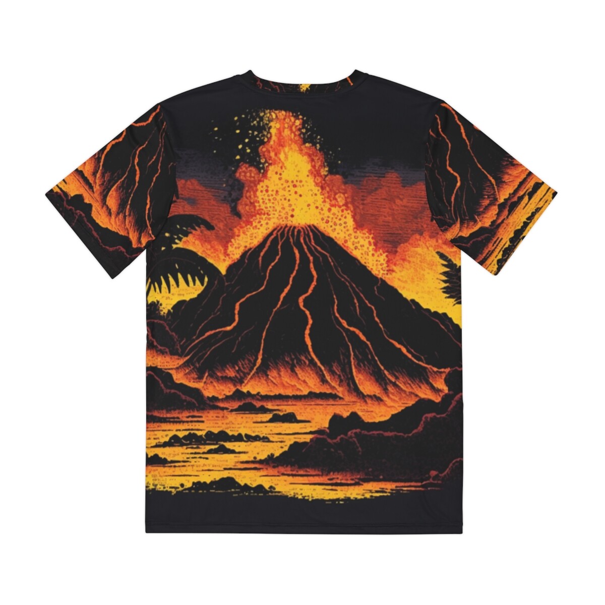 Vintage Style All Over Print Volcano T Shirt Adult Hawaii Summer