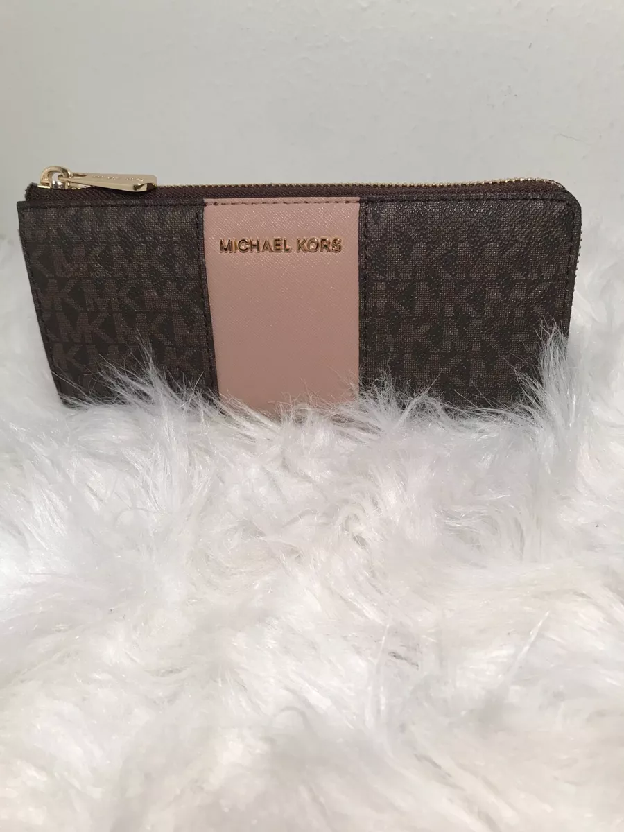 Michael kors Large Jet Set Brown And Taupe Signature Wallet Multi Pocket