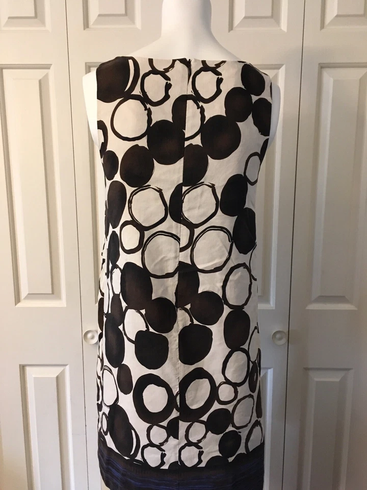 Vestido Kensie tamanho M marrom seda linho mistura decote enfeite em excelente estado usado - Imagem 4 de 4