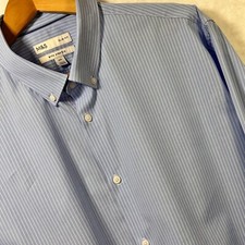 M S Marks  Spencer Mens 2XL Blue Stripe Shirt Slim Fit With Stretch