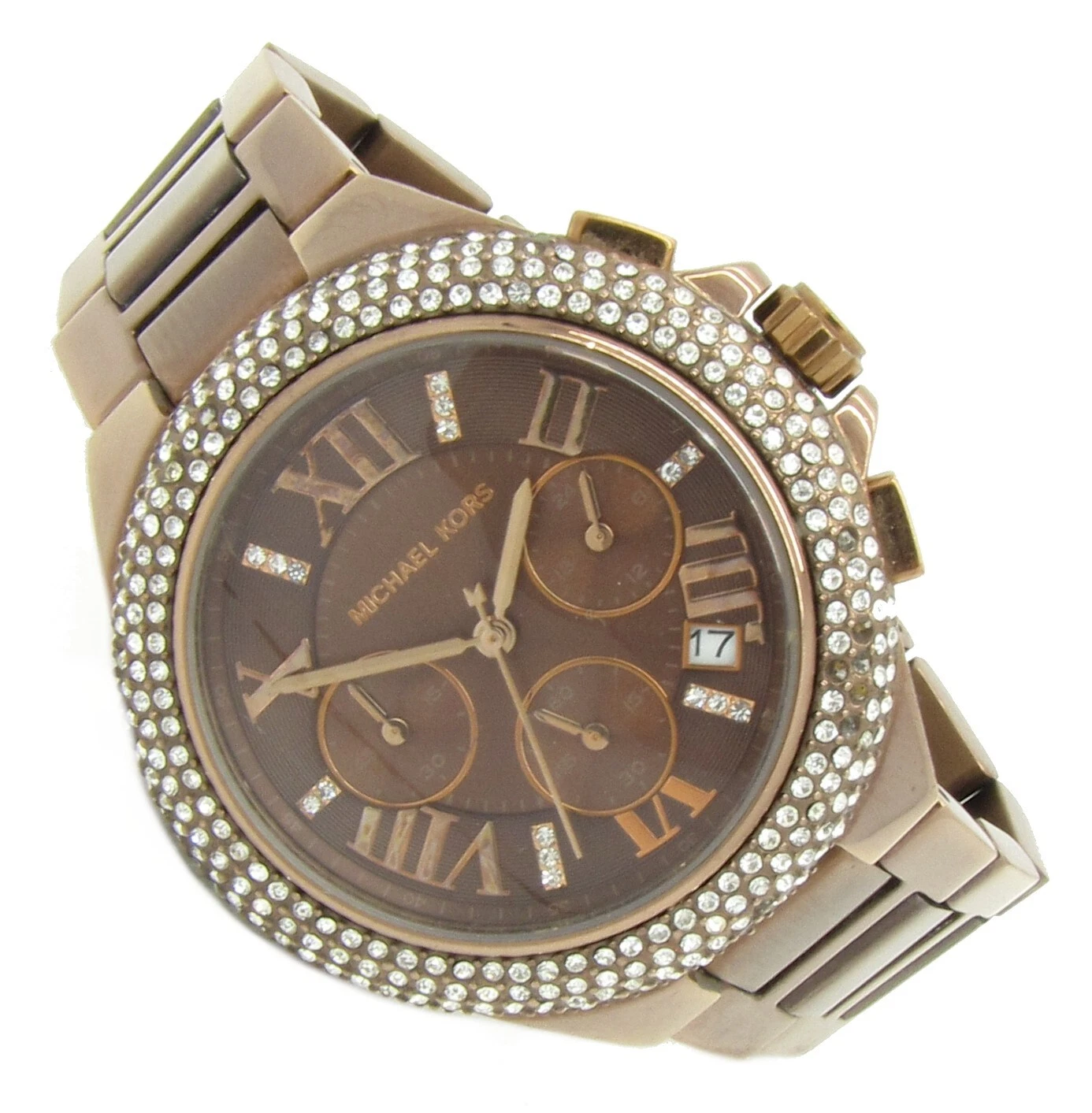 Orologio da polso cronografo donna Michael Kors data rame MK 5665 10ATM Ba nuovo S316